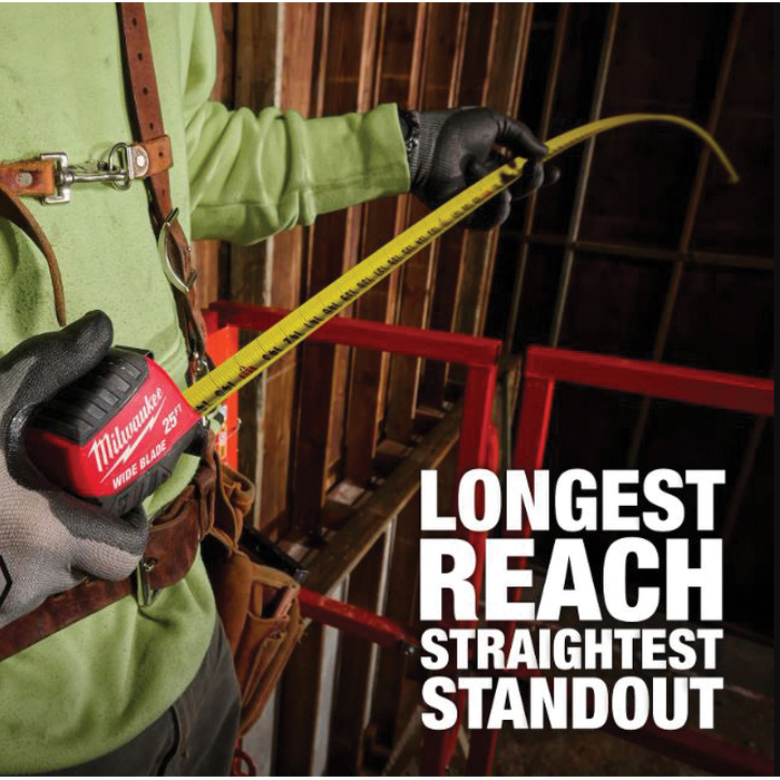 Milwaukee 48-22-1217 Tape Measure, 16 ft L Blade, 1-3/8 in W Blade, Steel Blade, Plastic Case, Black/Red Case - 5