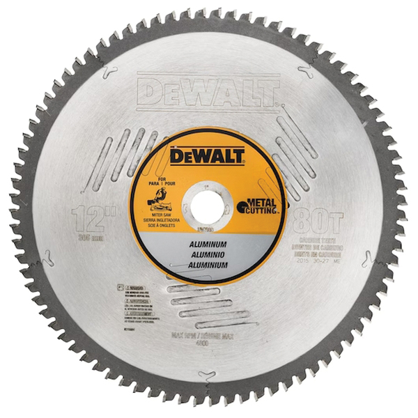 DEWALT DW7666 Circular Saw Blade, 12 in Dia, 80-Teeth, Tungsten Carbide Cutting Edge - 1
