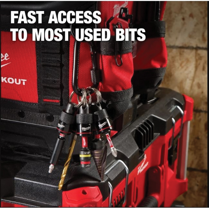Milwaukee 48-32-4537 5-Piece Bit Holder with Carabiner, 3/4 in L, 3-1/2 in W, 3.9 in H, Steel - 3
