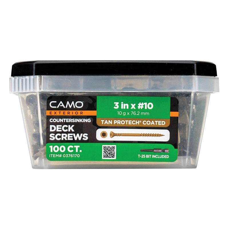 0376170 Deck Screw, #10 Thread, 3 in L, Coarse Thread, Countersink Head, Star Drive, Type 17 Slash Point