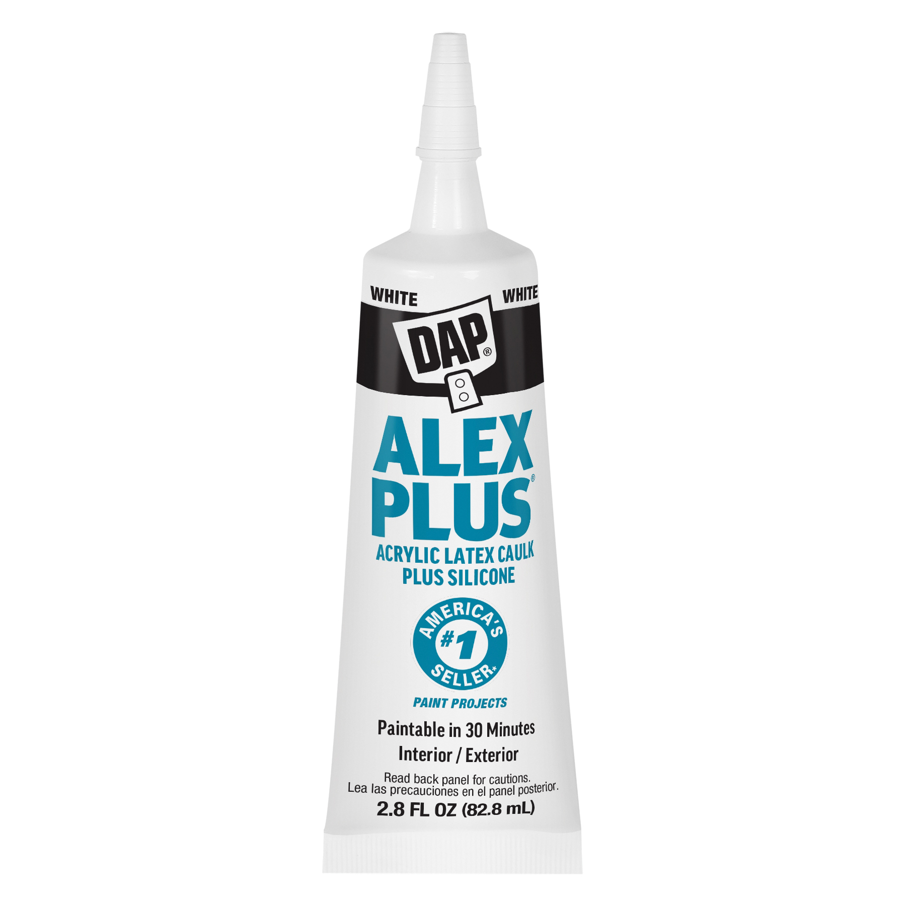 7079800956 All-Purpose Caulk, White, 30 min Paint Ready, 24 hr Water Ready Curing, 40 to 100 deg F, 2.8 fl-oz