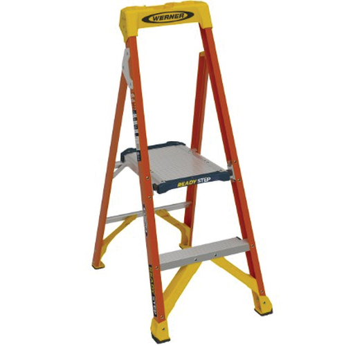 Ready Step Series RS1A04 Ladder, 4 ft H, Type IA Duty Rating, Fiberglass, 300 lb, 2-Step, 7 ft 9 in Max Reach