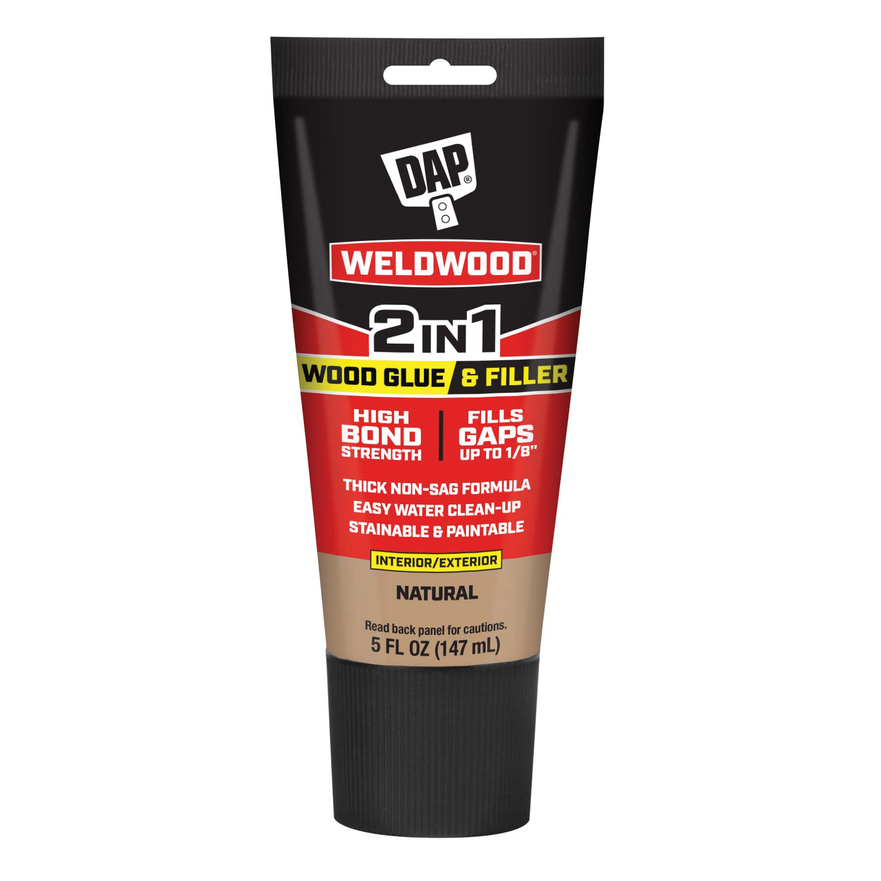 7079800484 2-in-1 Wood Glue and Filler, Solid, Slight, Natural, 5 oz Tube