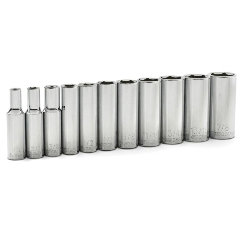 GearWrench 80555 Deep Socket Set, Alloy Steel, Full Polish Chrome