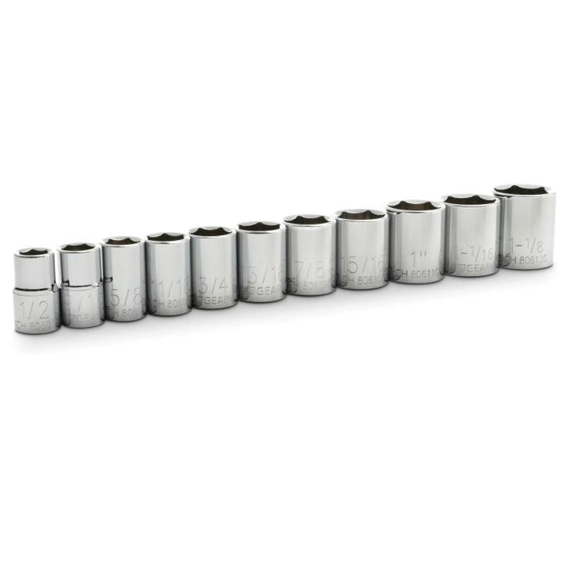 GearWrench 80703 Standard Socket Set, Alloy Steel, Full Polish Chrome