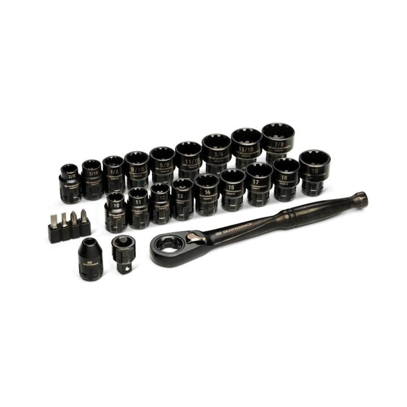 GWX6PT25 Ratchet and Socket Set, Alloy Steel, Black-Oxide