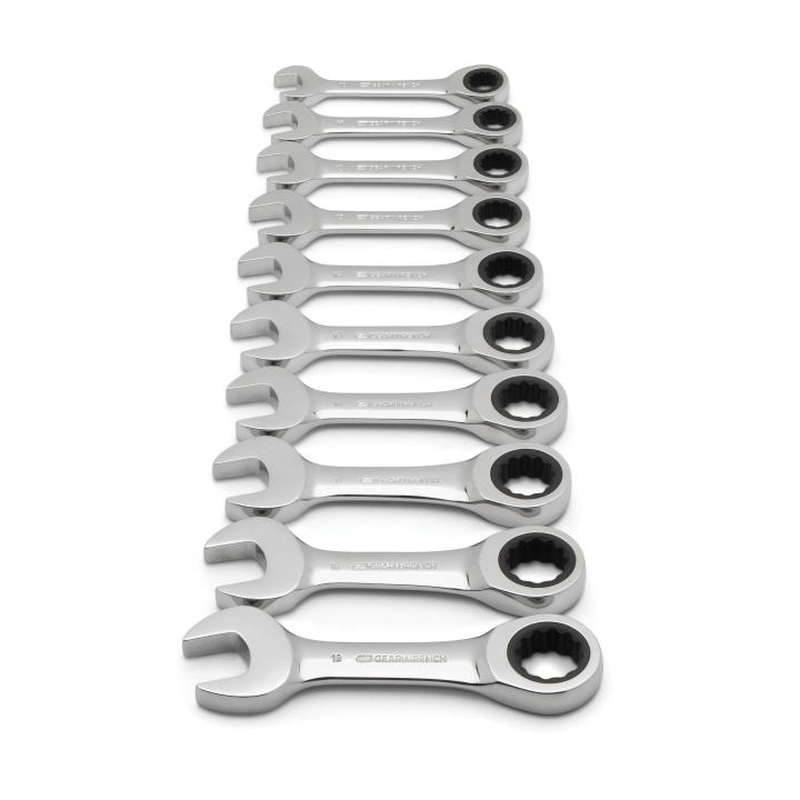 9520D Ratcheting Wrench Set, 10-Piece, Alloy Steel, Full Polish Chrome
