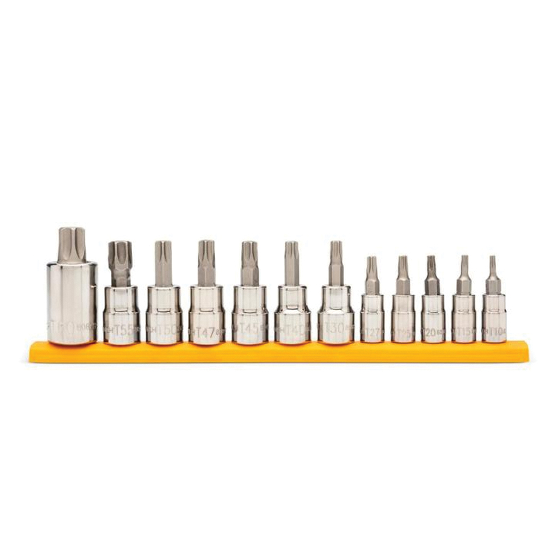 87192 Bit Socket Set, 12-Piece, Steel, Chrome, Specifications: Tamper-Proof