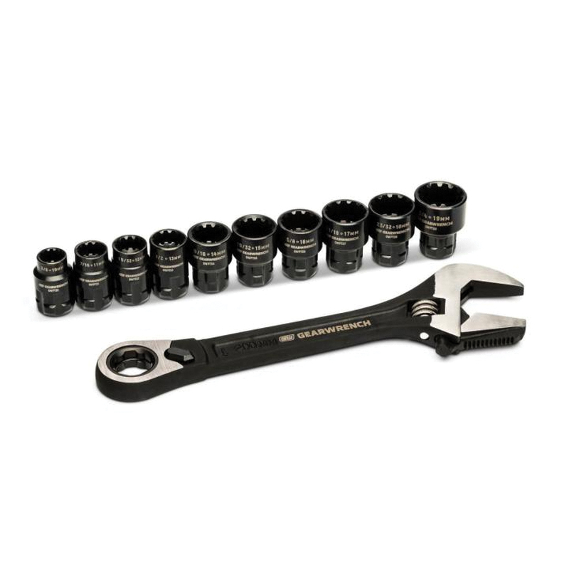 GWPTAW8 Adjustable Wrench Set, 11-Piece, Steel, Black Phosphate/Chrome