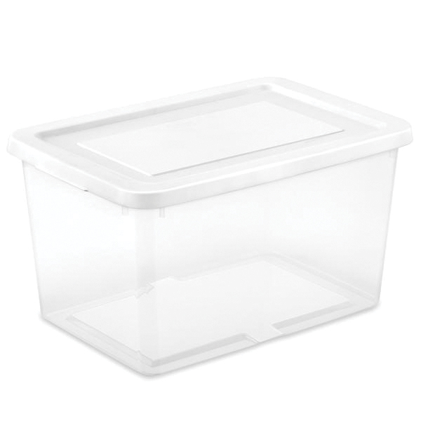 42448008 Storage Box, 20 qt, Plastic, White
