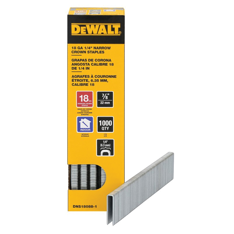 DNS18088-1 Narrow Crown Staple, 1/4 in W Crown, 7/8 in L Leg, 18 ga, Galvanized