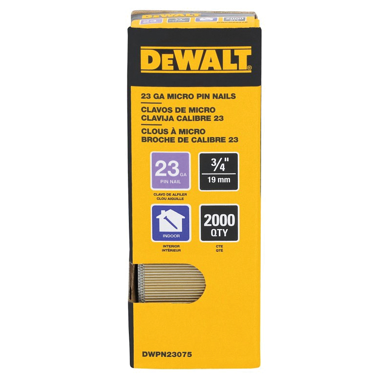 DWPN23075 Pin Nail, 3/4 in L, 23 ga, Steel, Galvanized, Headless Head, Smooth Shank, 2000 Count, Straight