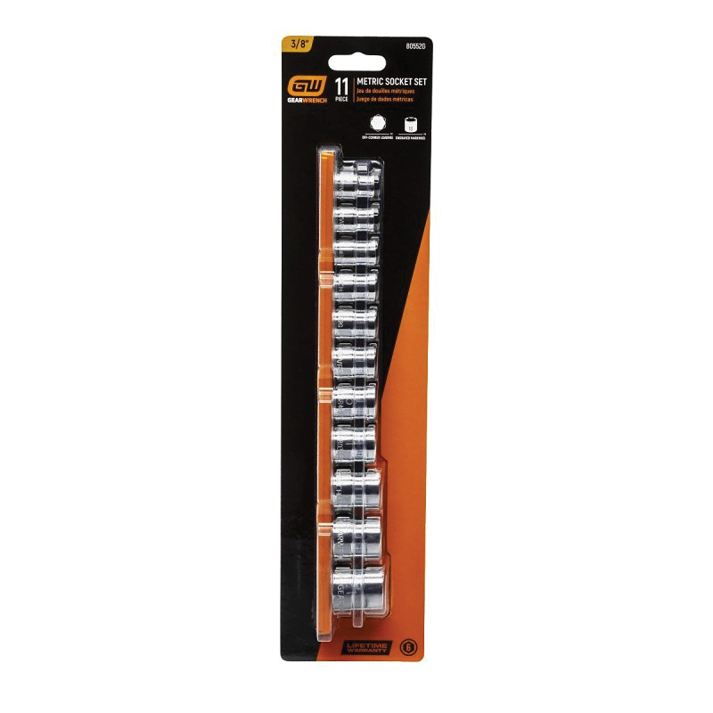 80552G 6-Point Standard Metric Socket Set, Alloy Steel, Full Polished Chrome