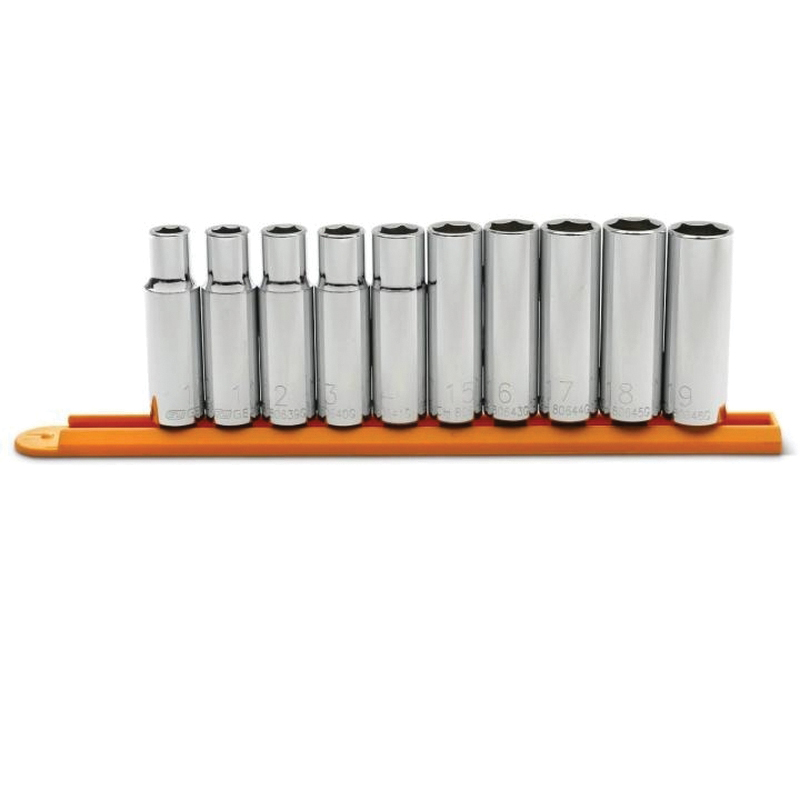 80704G 6-Point Deep Metric Socket Set, Alloy Steel, Full Polished Chrome