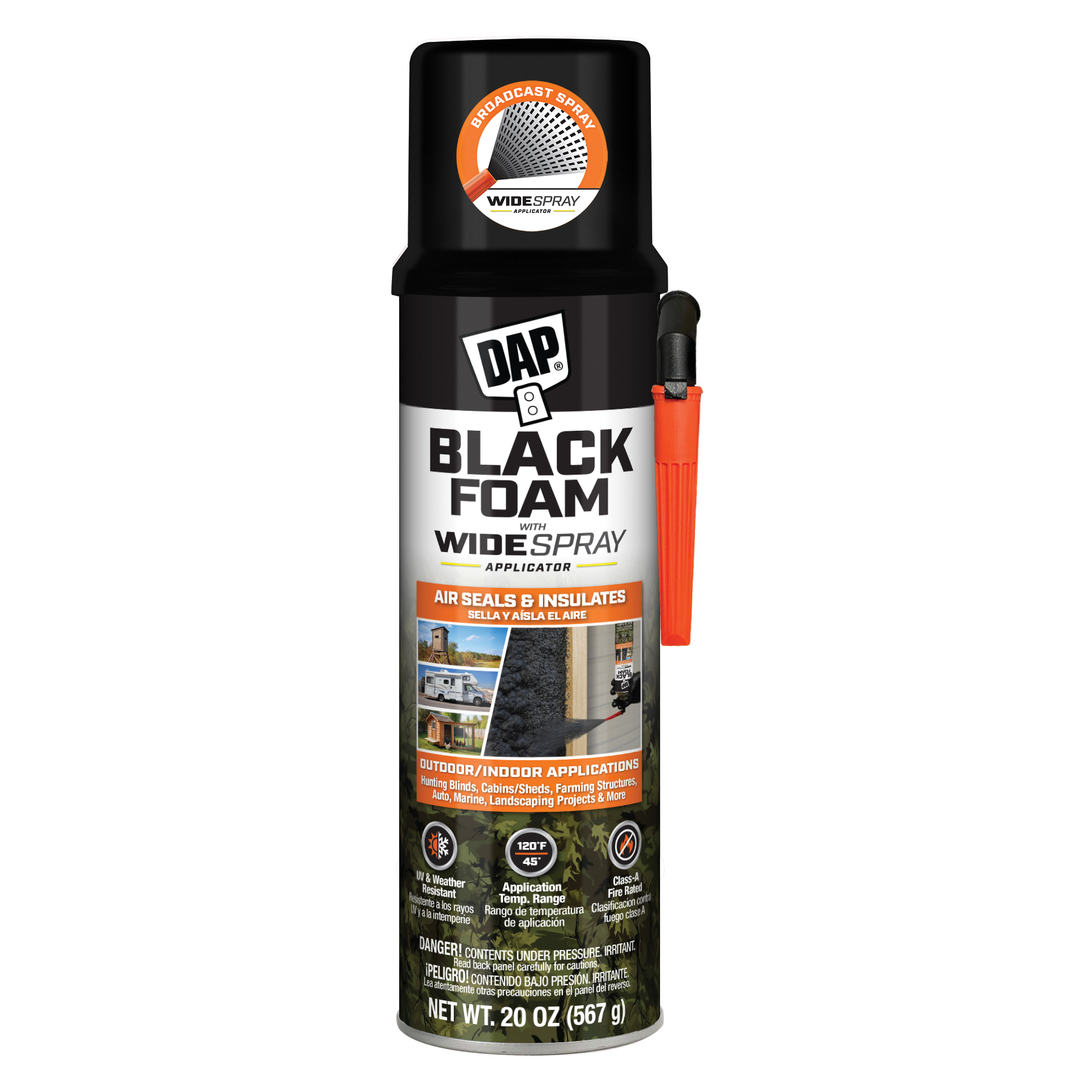 7565000320 Insulating Foam with Widespray Applicator, Black, 20 oz Can