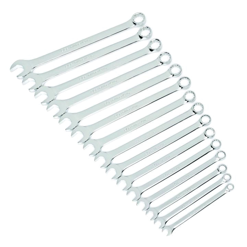 81902 Combination Wrench Set, 15-Piece, Steel, Chrome