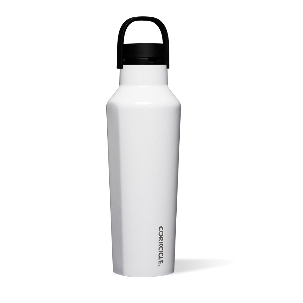 Classic Sport Canteen Series 2020GW Water Bottle, 20 oz, Stainless Steel/Silicone, Gloss White, Leakproof Lid