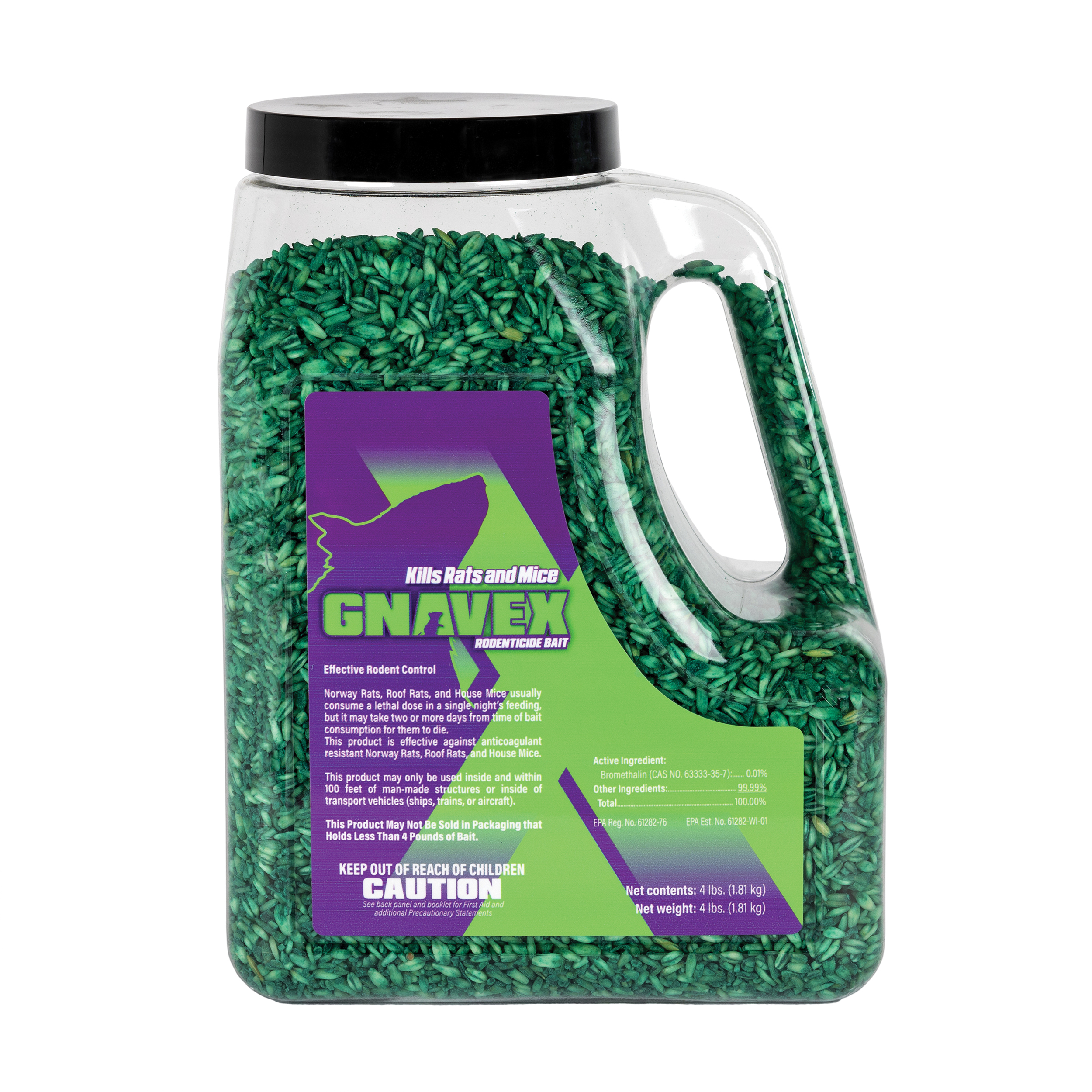 112875 Rodenticide Bait, Granular, 4 lb Jug