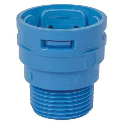 A243F2-10R ENT Adapter, 1 in MPT x NPT, 1.74 in Dia, 1.91 in L, Polycarbonate, Blue
