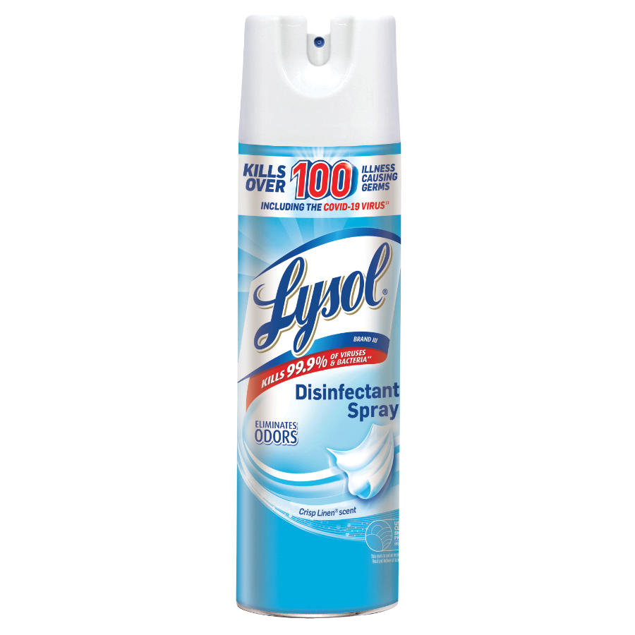 19200-99923 Disinfectant Spray, 1.5 oz Aerosol, Liquid, Crisp Linen, Clear