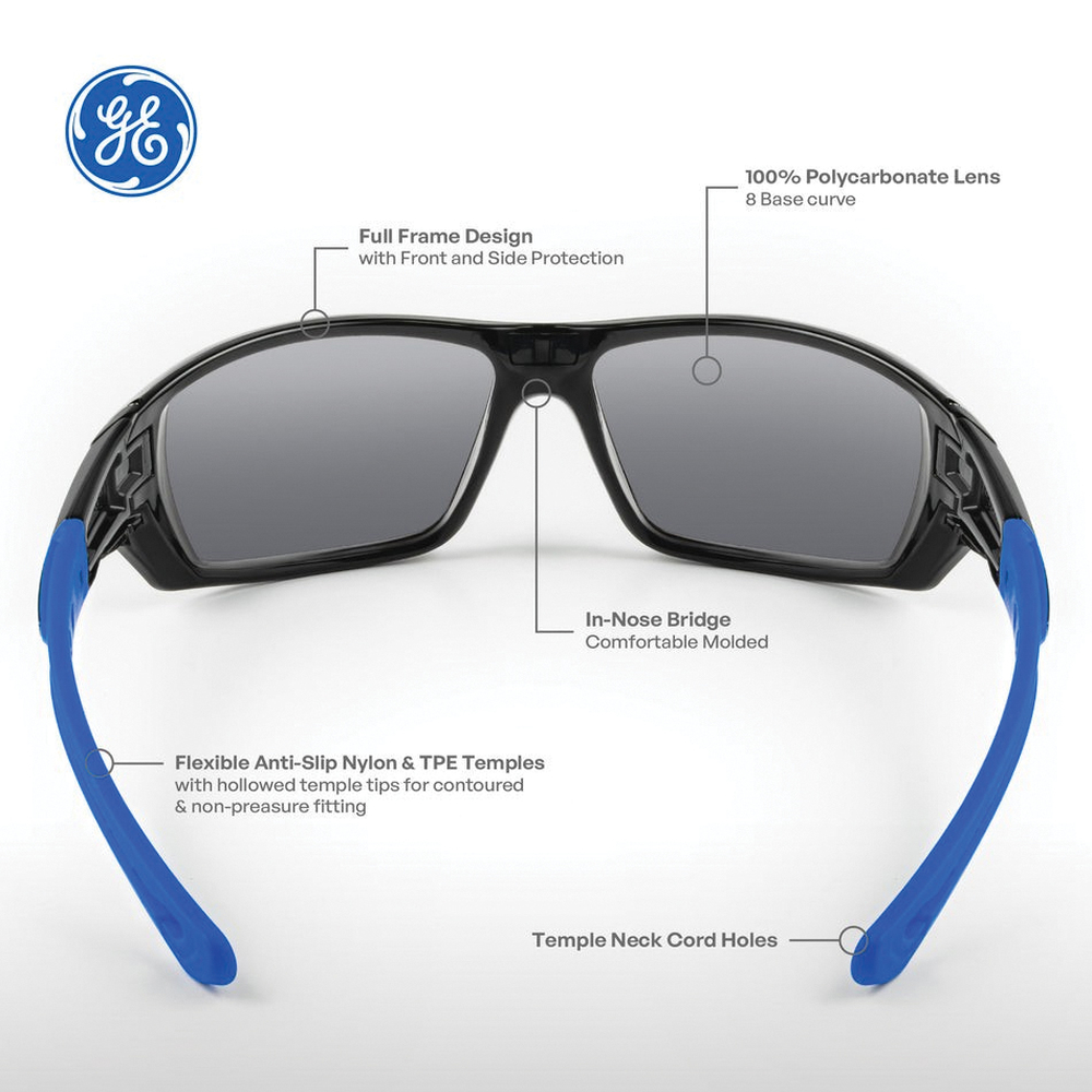 GE 04 Series GE104CAF Safety Glasses, Anti-Fog, Anti-Scratch Lens, Polycarbonate Lens, Full Frame, Nylon Frame - 3