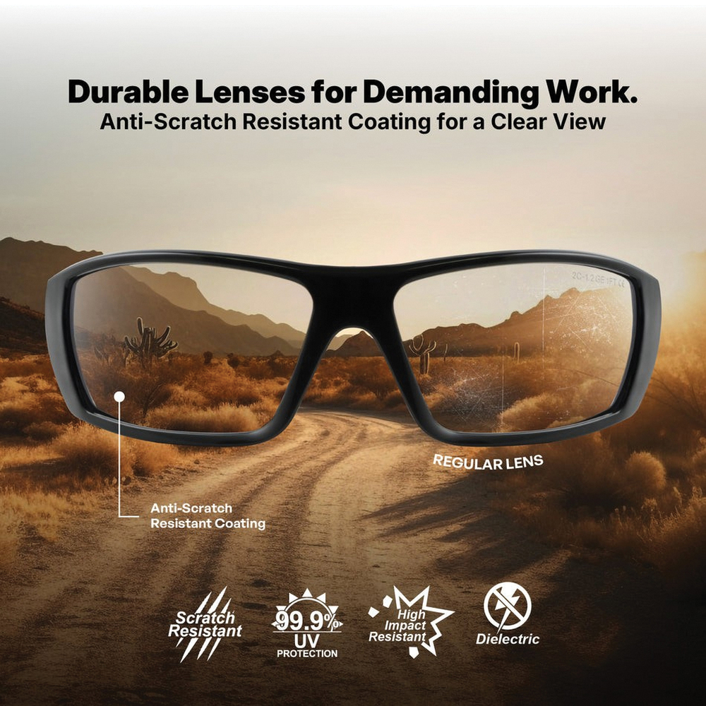 GE 04 Series GE104CAF Safety Glasses, Anti-Fog, Anti-Scratch Lens, Polycarbonate Lens, Full Frame, Nylon Frame - 4