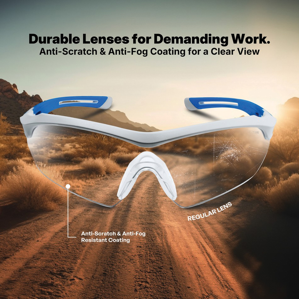 GE 10 Series GE110CAF Safety Glasses, Anti-Fog, Anti-Scratch Lens, Polycarbonate Lens, Half Frame, Nylon Frame - 3