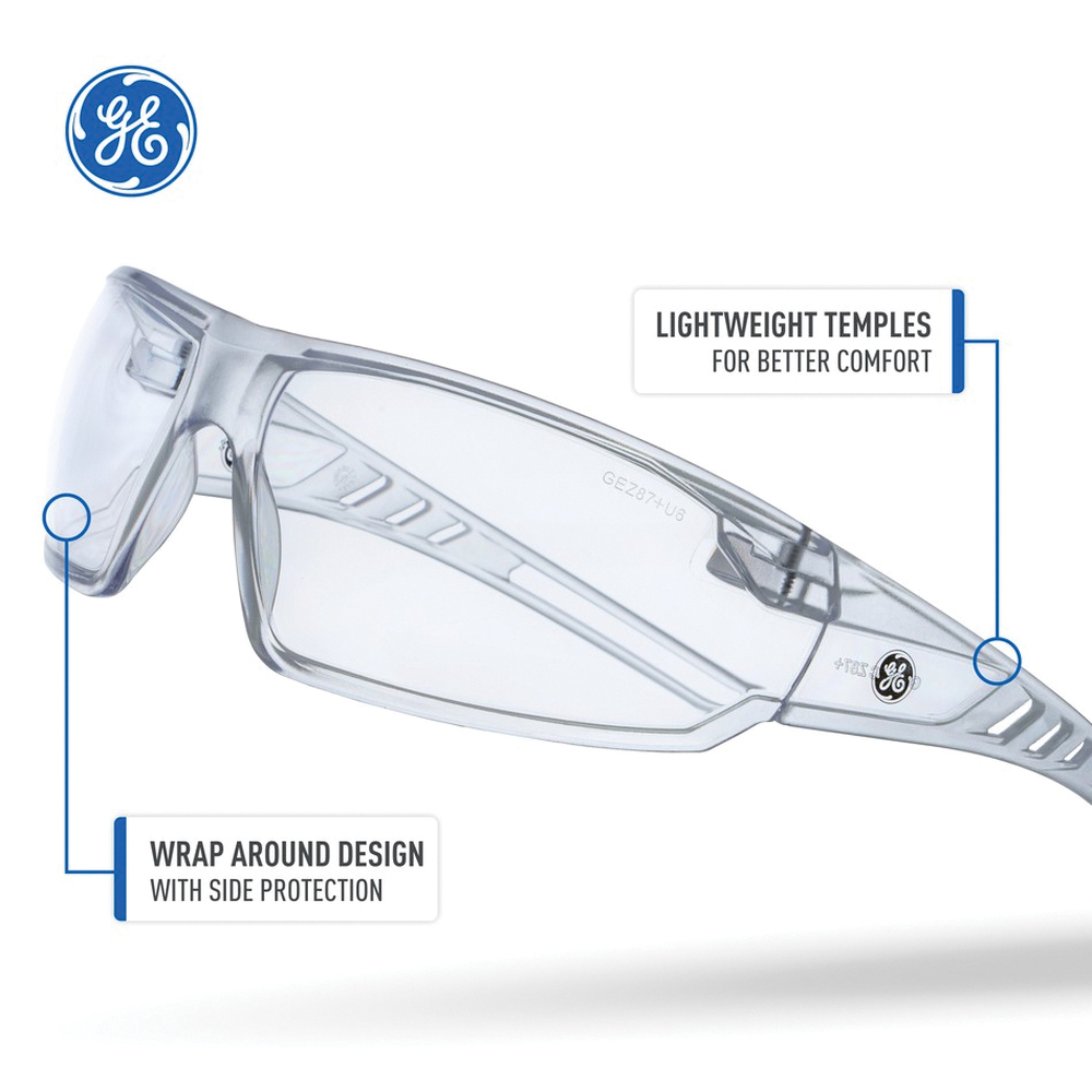 GE 14 Series GE114C Safety Glasses, Anti-Scratch Lens, Polycarbonate Lens, Frameless Frame, Clear Frame - 3