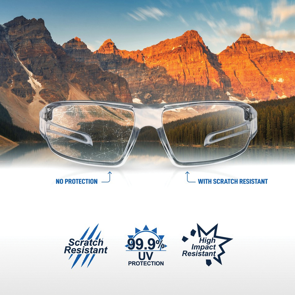 GE 14 Series GE114C Safety Glasses, Anti-Scratch Lens, Polycarbonate Lens, Frameless Frame, Clear Frame - 5