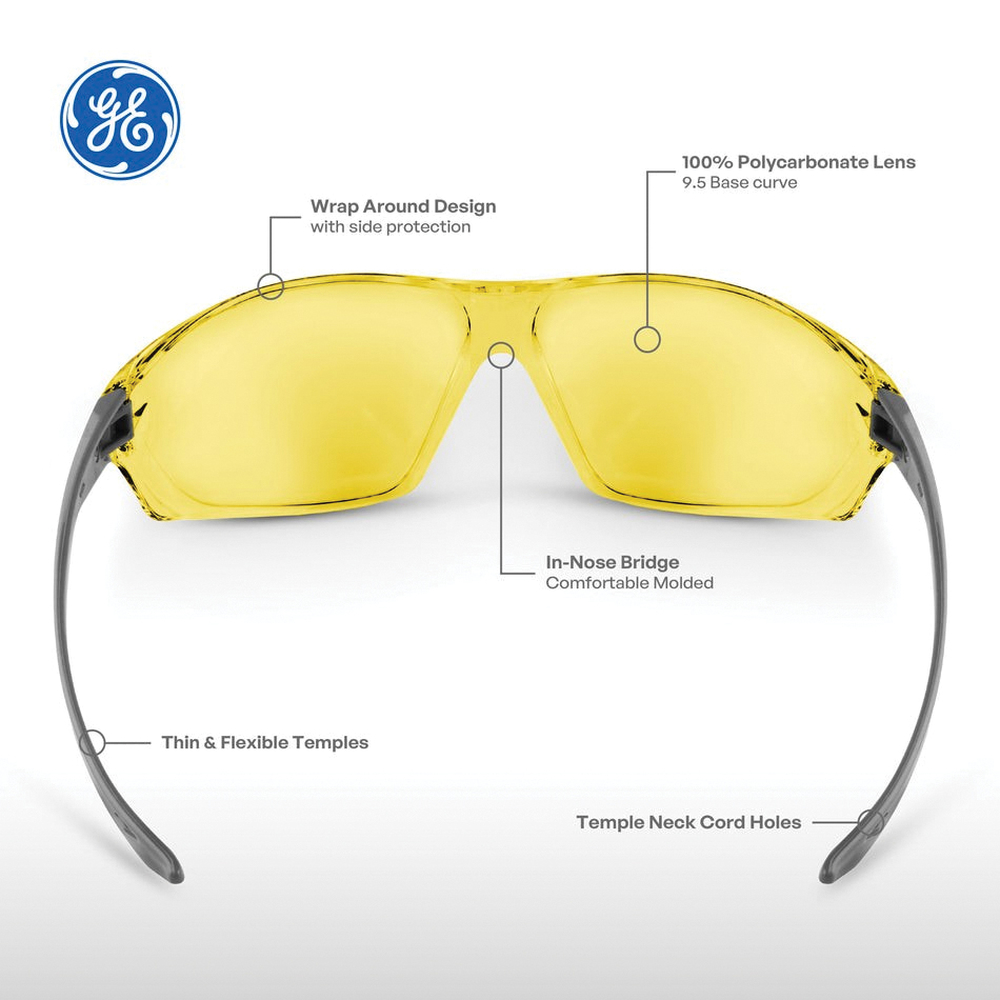 GE 03 Series GE203AAF Safety Glasses, Anti-Fog Lens, Polycarbonate Lens, Frameless Frame, Gray Frame - 2