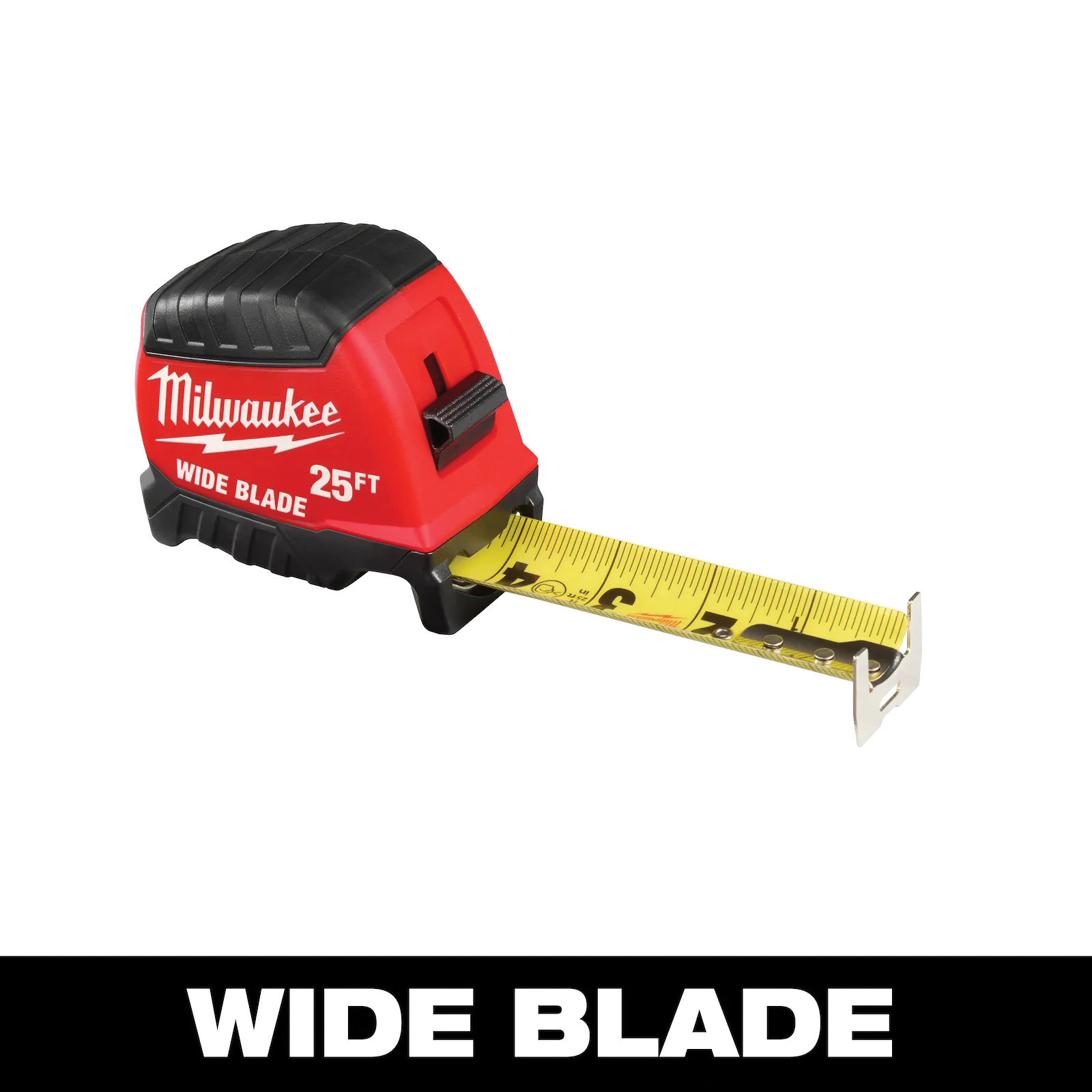 48-22-1225 Tape Measure, 25 ft L Blade, 1-3/8 in W Blade, Steel Blade, Plastic Case, Black/Red Case