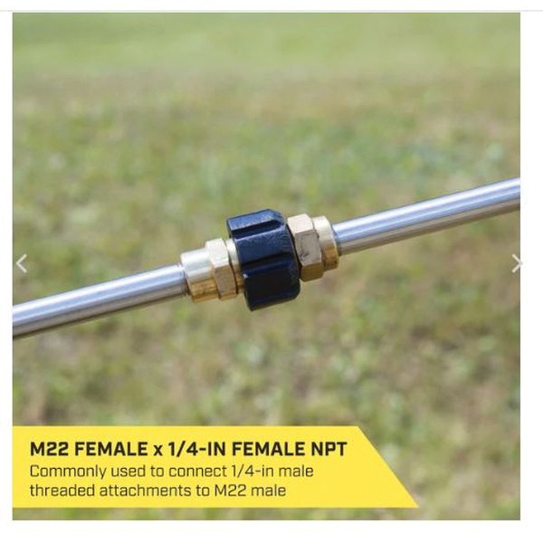 Screw Coupling, SurfaceMaxx, M22 x 1/4 in Connection, Female x FNPT, Steel, Gold - 3