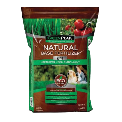 905509 2-In-1 Natural Base All-Purpose Fertilizer and Soil Enrichment, 20 lb, Granular Solid, 5000 sq-ft, 13-0-4 N-P-K Ratio