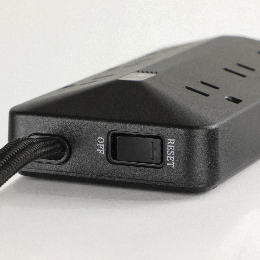 Powerzone PBSUC409 Surge Protector, 14/3 AWG Cable, 6 ft L Cable, Right Angle Plug, 6-Socket, 4-USB Port, 15 A, 125 V - 4