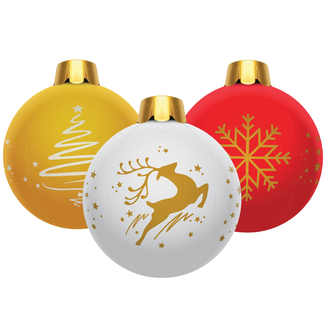 82154 Inflatable Holiday Ornament, PVC, Gold/Red/White
