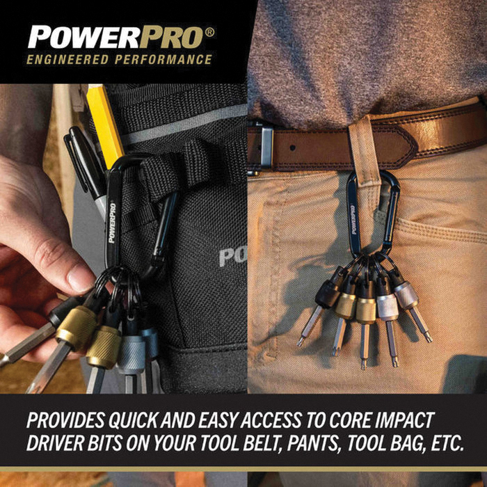 Driver Bit Carabiner, Power Pro, For: 1/4 in Hex Shank Bits - 4