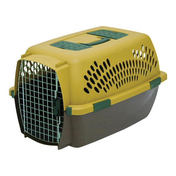 Pet Porter 21089 Fashion Pet Carrier, 24.1 in W, 16.7 in D, 14-1/2 in H, S Size, Plastic, Brown/Yellow