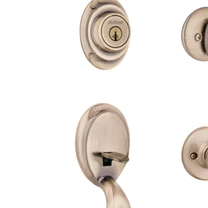 Dakota Series 687DAXT 3 SMT RBP Handleset with Tylo Knob, Traditional Lock, Wave Handle, Antique Brass, 3 Grade