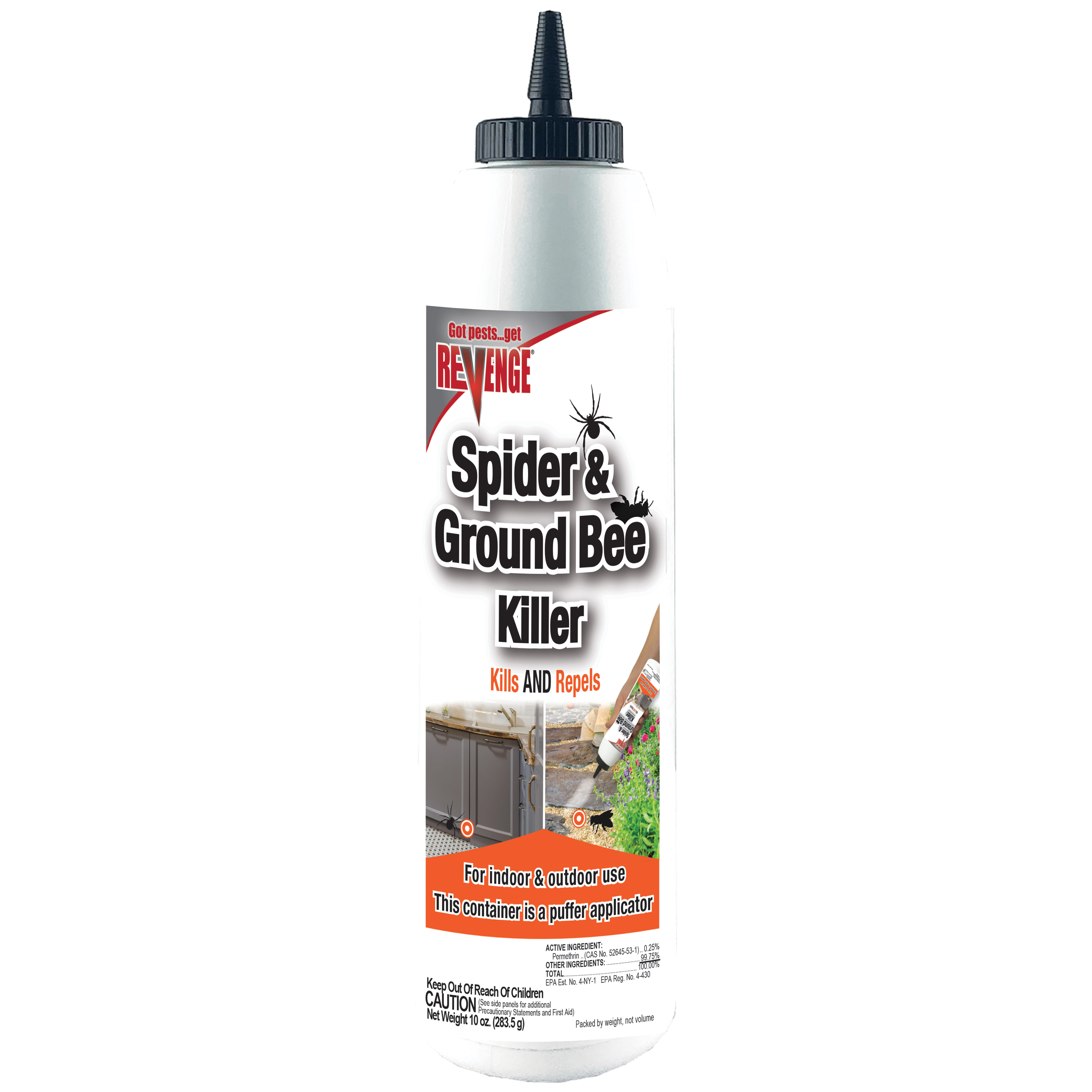 Bonide Revenge 4684 Spider and Ground Bee Killer, Dust/Powder, Indoor, Outdoor, 10 oz Bottle