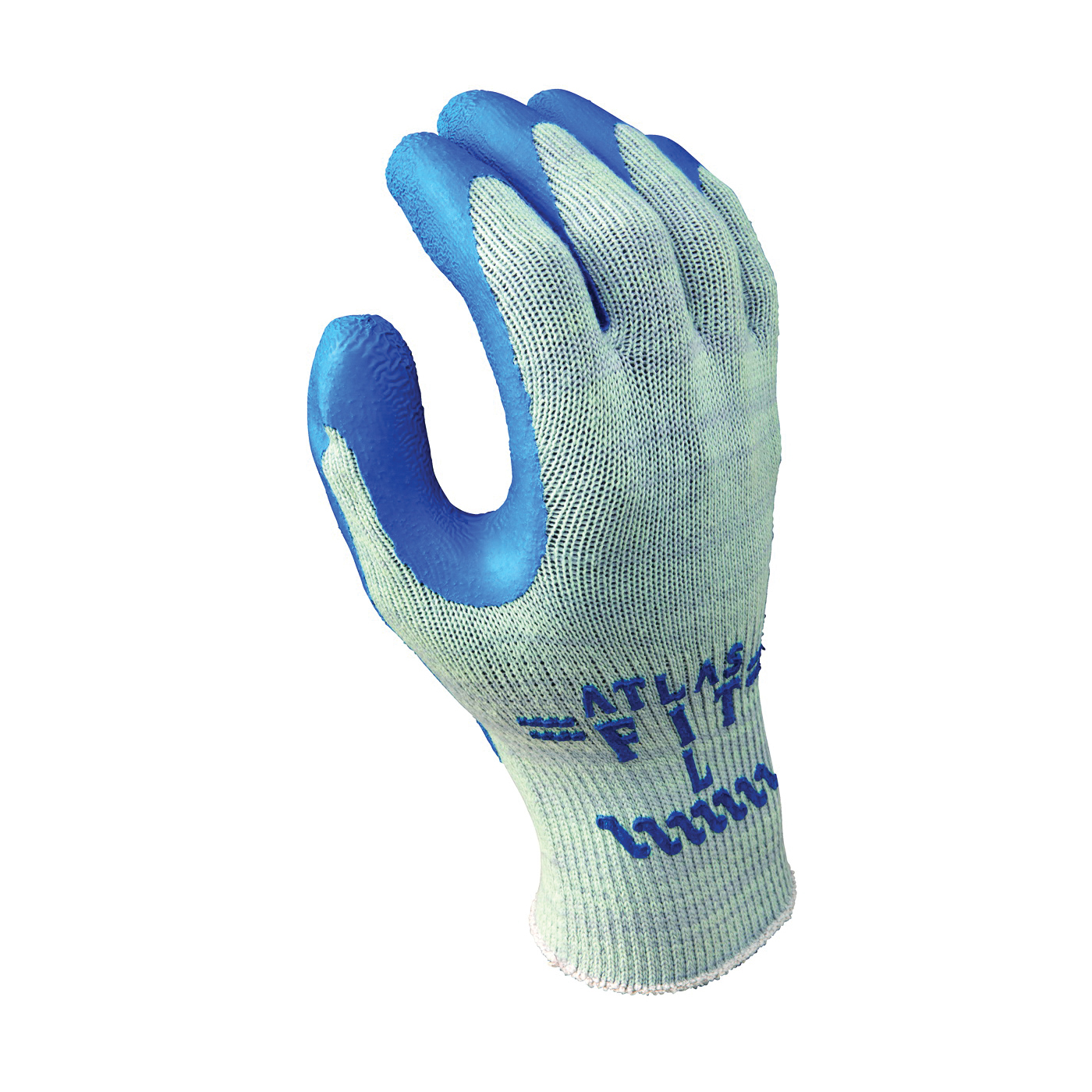 300M-08.RT Industrial Gloves, M, Knit Wrist Cuff, Natural Rubber Coating, Blue/Light Gray
