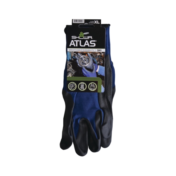 380XL-09.RT Coated Gloves, XL, 8-21/32 to 10-15/64 in L, Elastic Wrist, Seamless Knit Cuff, Nitrile Foam Coating