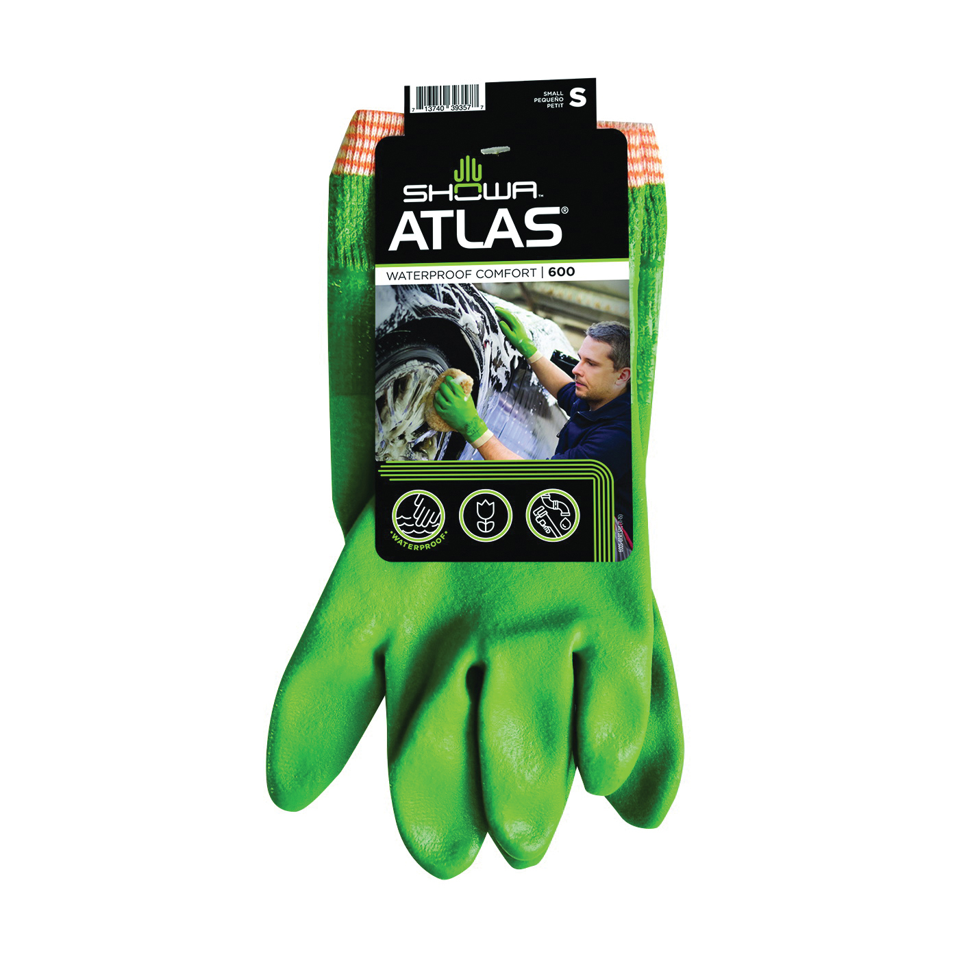 600M-08.RT Coated Gloves, M, Knit Wrist Cuff, PVC, Green