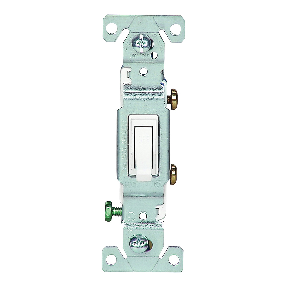 C1301-7W Toggle Switch, 15 A, 120 V, Push-In Terminal, 5-20R, Polycarbonate Housing Material