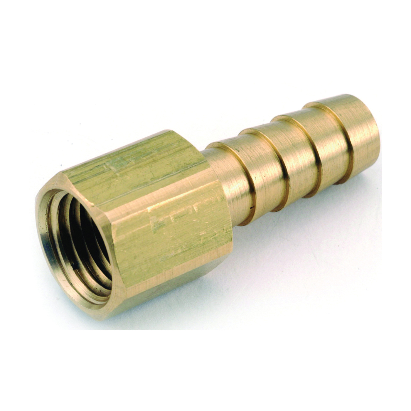 Anderson Metals 129F Series 757002-0606 Hose Adapter, 3/8 in, Barb, 3/8 in, FPT, Brass - 1