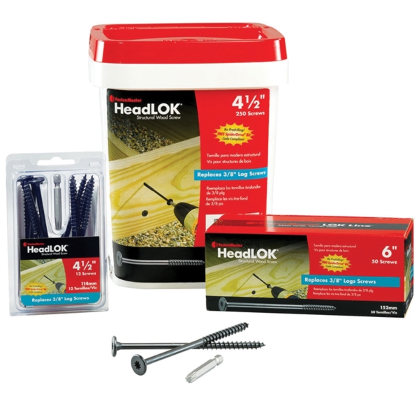 FastenMaster HeadLOK FMHLGM006-50 Screw, 50 PK, Black, 6 in L, Coarse Thread, Flat Head, Spider Drive, Steel, 50/PK