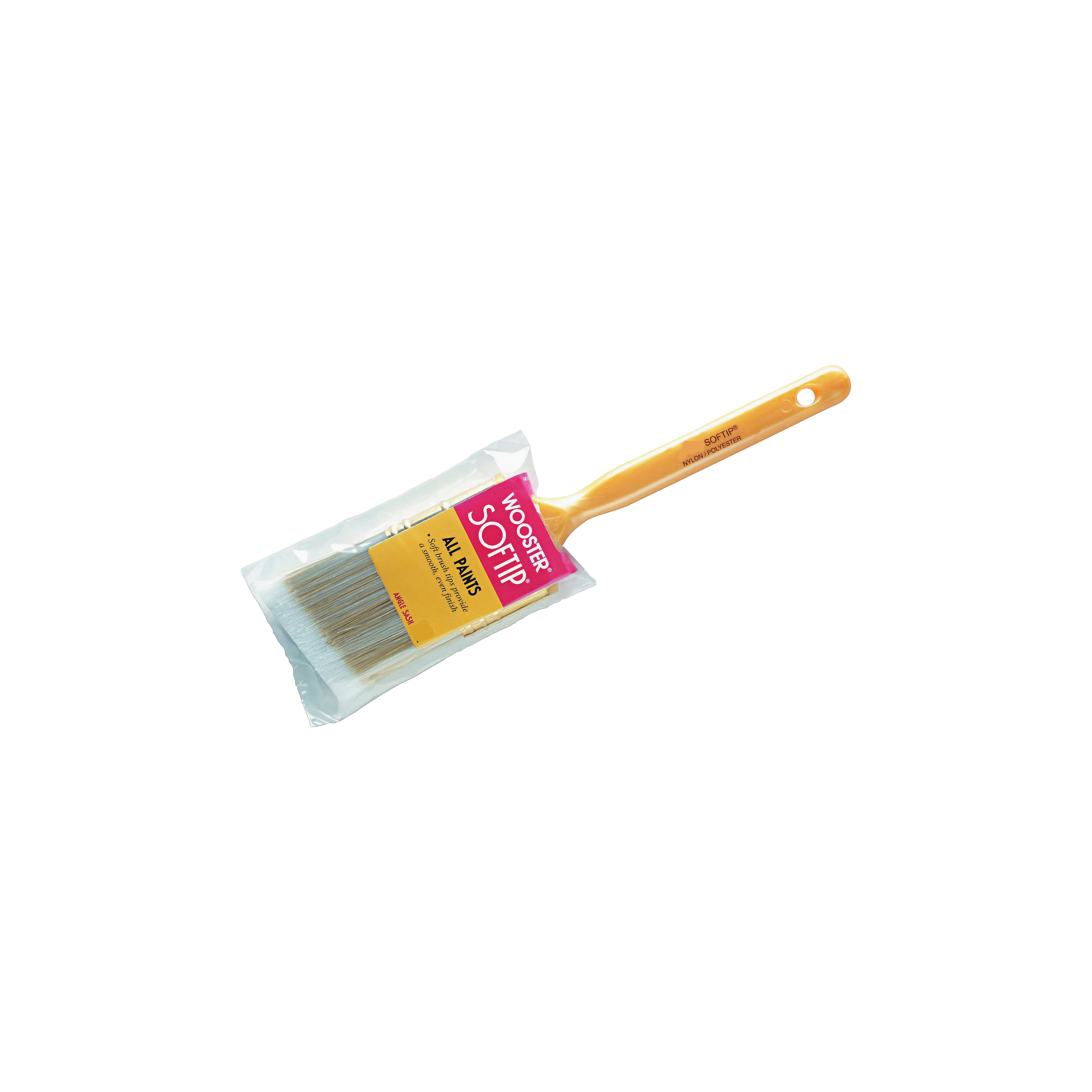 Wooster Q3208-2-1/2 Paint Brush, 2-1/2 in W, 2-7/16 in L Bristle, Nylon/Polyester Bristle, Beaver Tail Handle