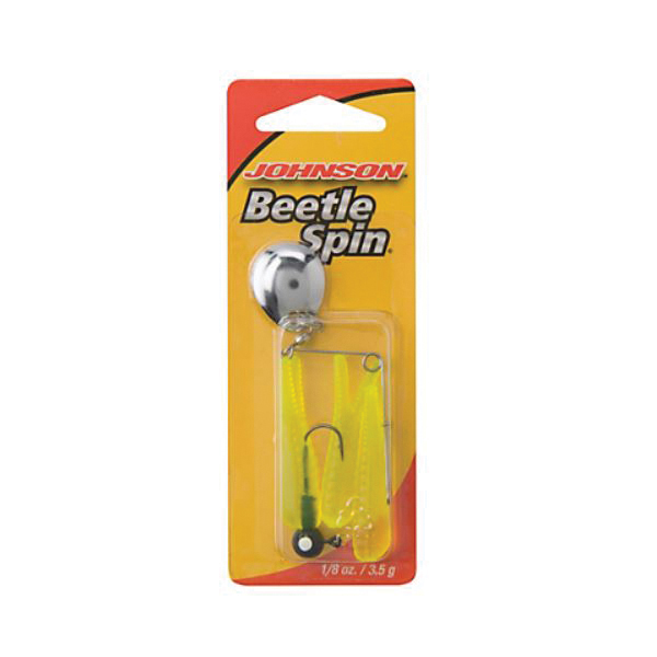 Johnson Beetle Spin BSVP1/4-FC Fishing Bait, Spinner, 4, 2 in L, 1-Hook, Fluorescent Chartreuse Bait, 0.25 oz Weight