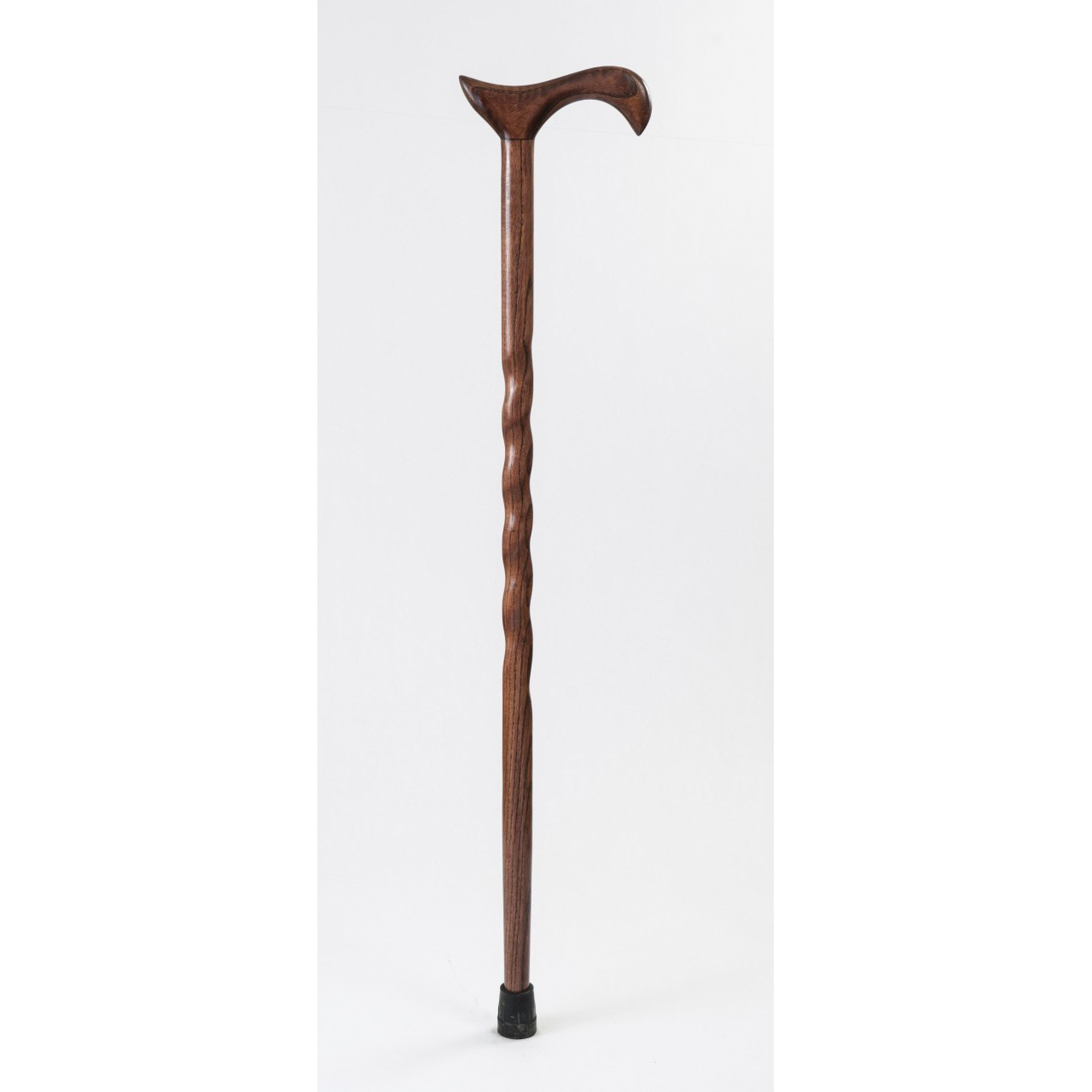 Brazos 502-3000-0051 Twisted Walking Cane, 34 in H Cane, Derby Handle, Wood Handle, Oak Wood, Red - 1