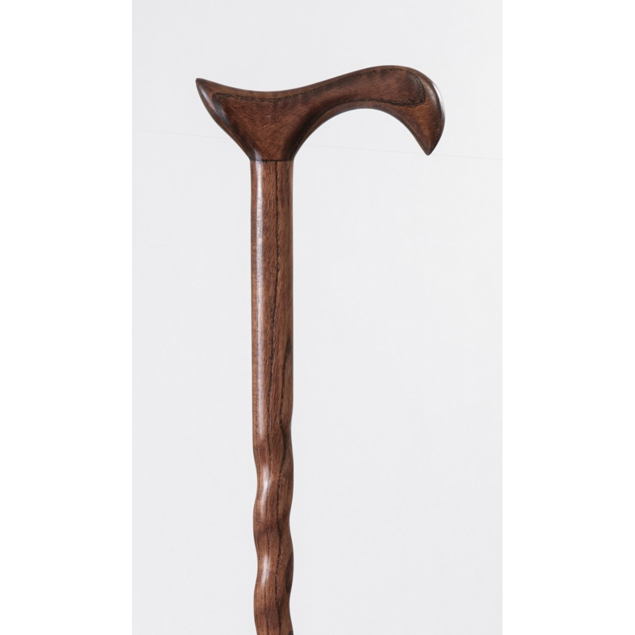 Brazos 502-3000-0051 Twisted Walking Cane, 34 in H Cane, Derby Handle, Wood Handle, Oak Wood, Red - 2