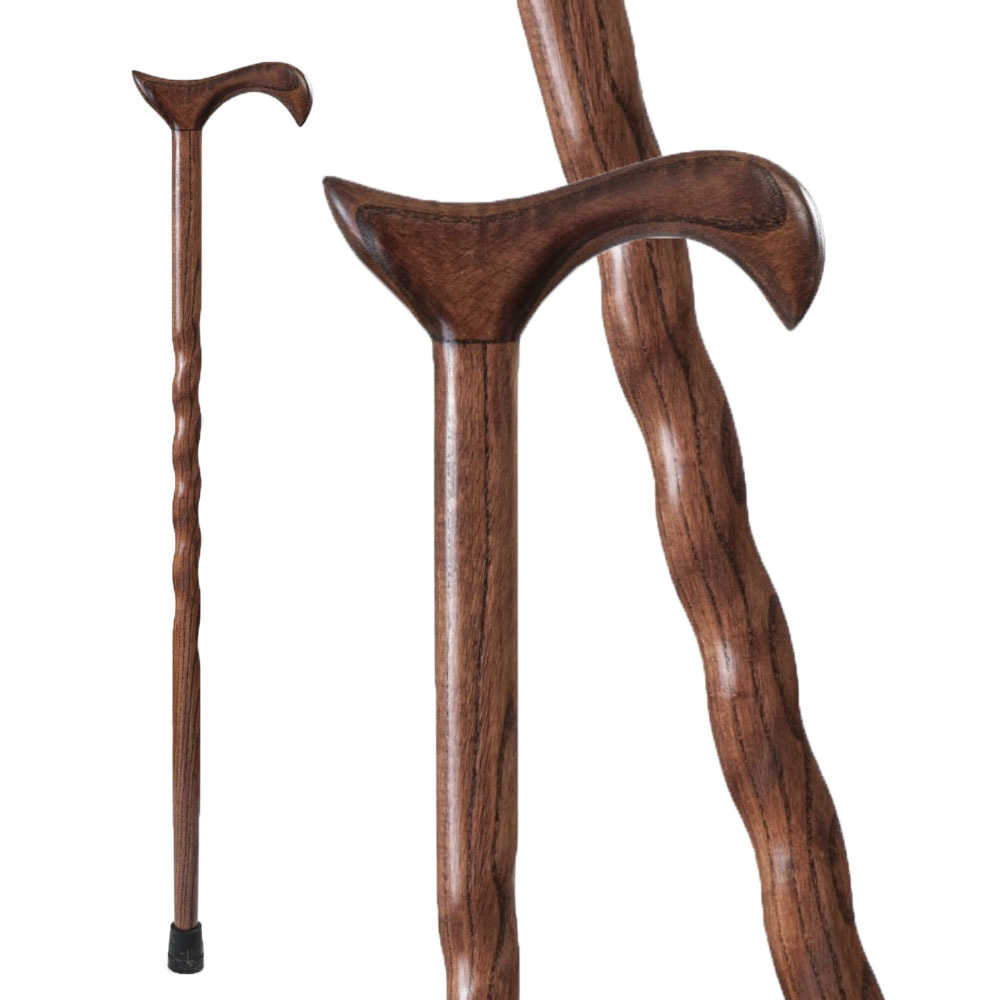 Brazos 502-3000-0051 Twisted Walking Cane, 34 in H Cane, Derby Handle, Wood Handle, Oak Wood, Red - 4